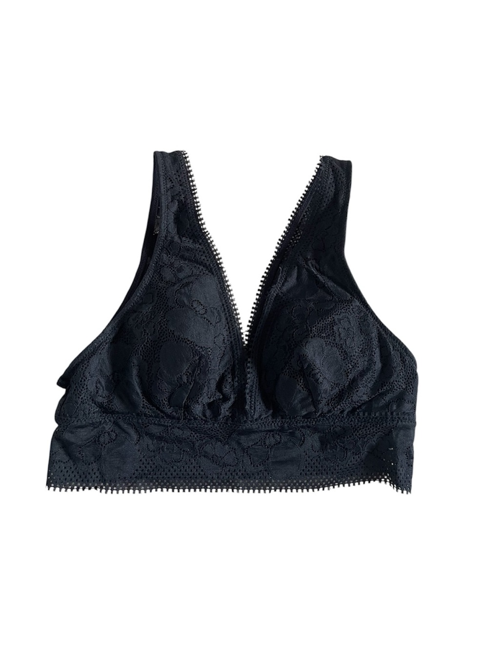 aerie Black Lace Deep V Bralette